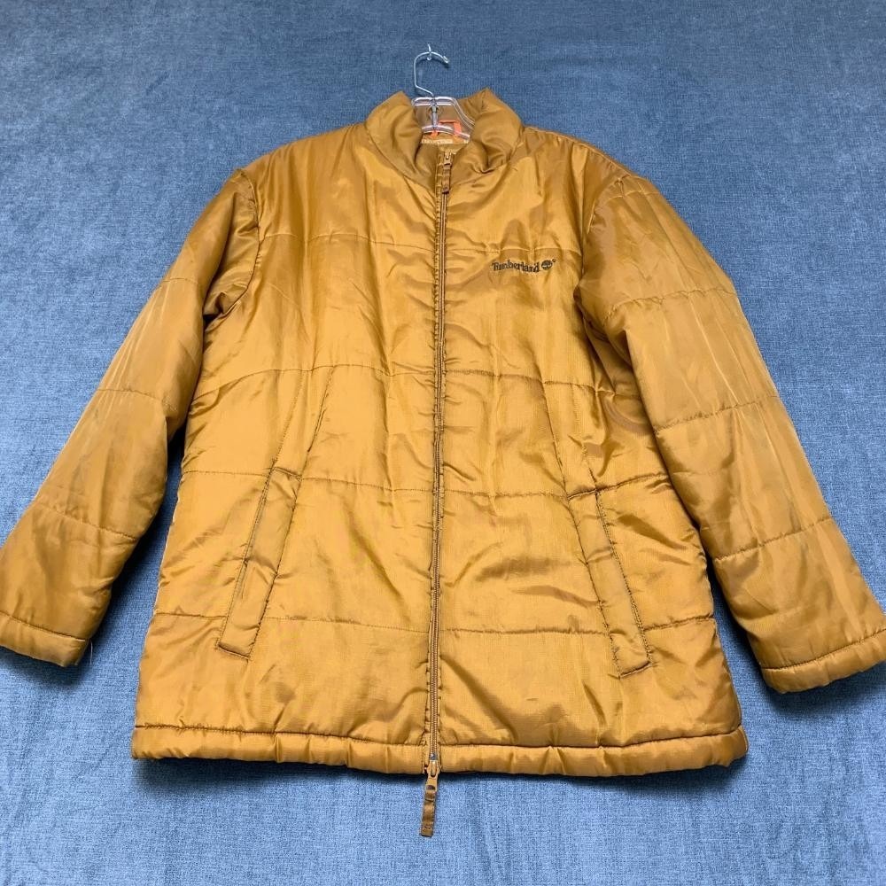 Timberland Puffer Jacket Mens XL 20 Gold Yellow Nylon Quilted Insulated Outdoor